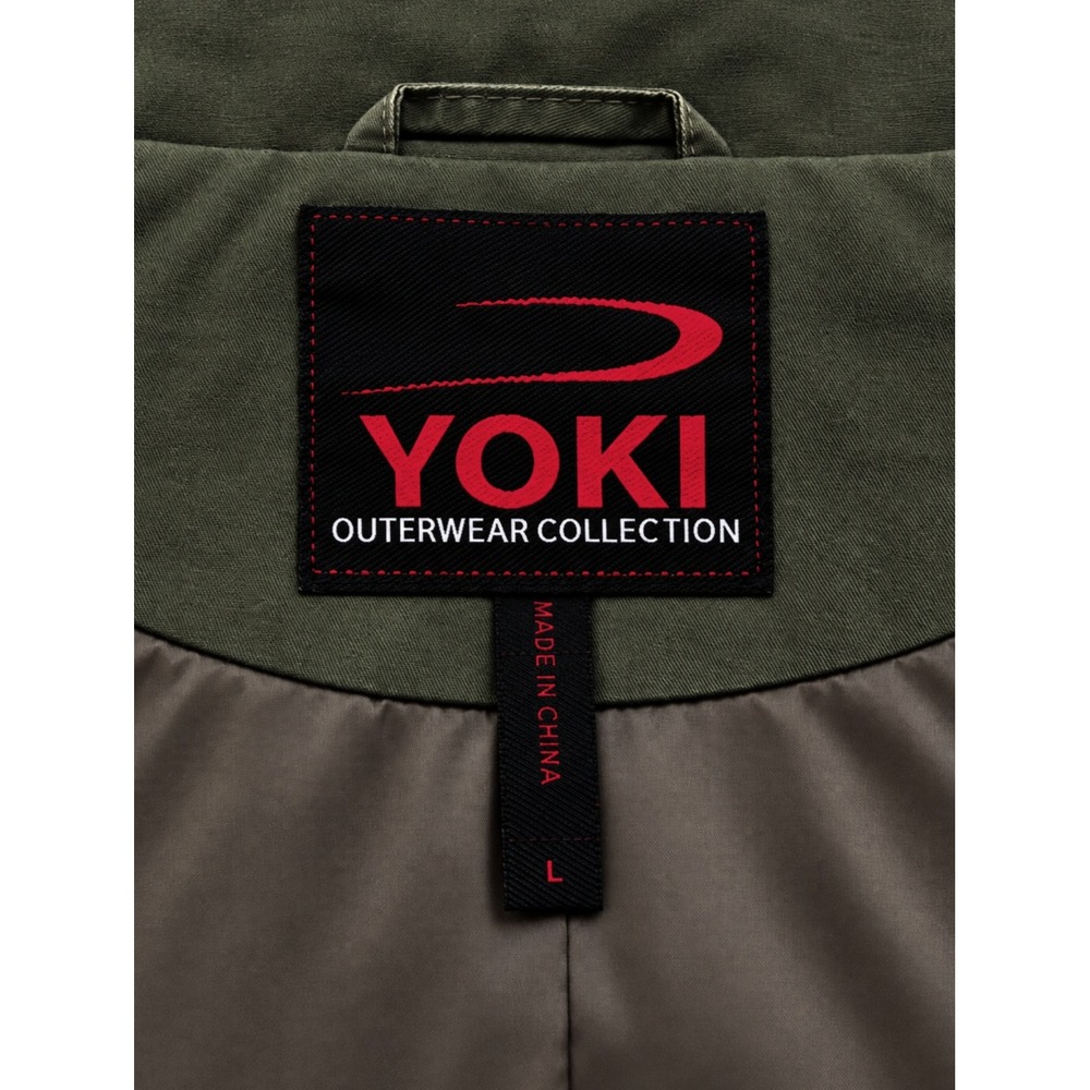 Yoki Sz L Outerwear Olive Green Utility Field Jacket Knit Sleeves Hooded - Picture 5 of 5